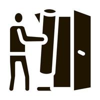 man bringing carpet to apartment icon Vector Glyph Illustration