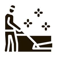 limpiador de alfombras trabajador icono vector glifo ilustración