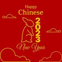 simple chinese new year background with rabbit and cloud illustration with gold color on red background vector