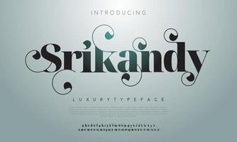 tipografía serif de lujo, fuente srikandy para logotipo, boda, moda, marca vector