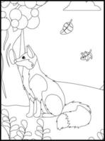 Cute Fox Coloring Pages for Kids vector