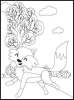 Cute Fox Coloring Pages for Kids vector