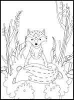 Cute Fox Coloring Pages for Kids vector