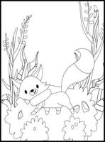 Cute Fox Coloring Pages for Kids vector