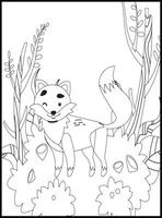 Cute Fox Coloring Pages for Kids vector