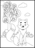 Cute Fox Coloring Pages for Kids vector