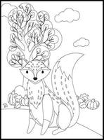 Cute Fox Coloring Pages for Kids vector