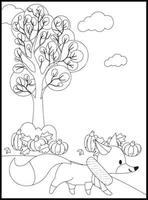 Cute Fox Coloring Pages for Kids vector