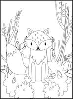 Cute Fox Coloring Pages for Kids vector