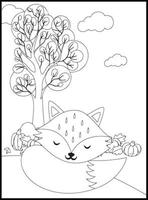 Cute Fox Coloring Pages for Kids vector