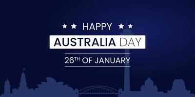 26 de enero feliz día de australia. ilustración de fondo y bandera de la ciudad y elementos vectoriales tarjeta de felicitación de concepto nacional, póster o diseño de banner web. eps 10. vector