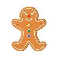 Gingerbread biscuit cookie decorated with colored icing in shape of man vector