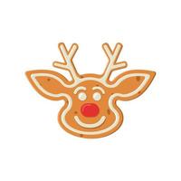 Gingerbread biscuit cookie decorated with colored icing in shape of deer vector