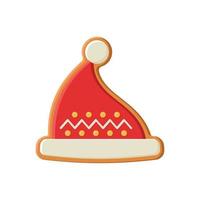 Gingerbread biscuit cookie decorated with colored icing in shape of hat vector