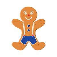 Gingerbread biscuit cookie decorated with colored icing in shape of man vector