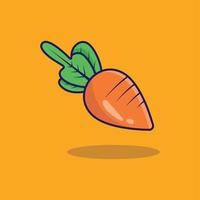 caricatura de vector vegetal de zanahoria, ilustración de icono de vector, concepto de icono de naturaleza de alimentos aislado