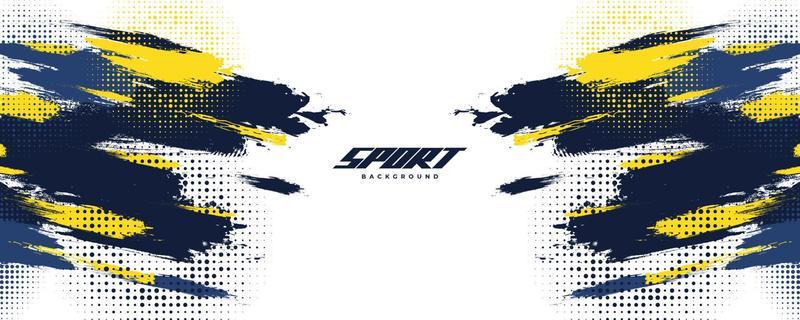Blue and Yellow Brush Background with Halftone Effect Isolated on White Background. Sport Background with Grunge Style. Scratch and Texture Elements For Design