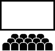 icono de la sala de cine sobre fondo blanco. pantalla de entretenimiento de cine. escenario de teatro de espectáculos. estilo plano vector