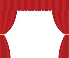 telones de escenario sobre fondo blanco. símbolo del teatro. signo de cortinas de escenario rojo. estilo plano vector