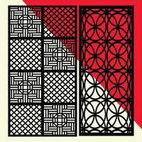 Big laser cut decorative wall panel pattern set Jali design,acrylic and CNC machine cutting.Abstract ornament, geometric, classic, oriental pattern, vector