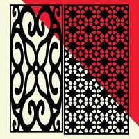 Big laser cut decorative wall panel pattern set Jali design,acrylic and CNC machine cutting.Abstract ornament, geometric, classic, oriental pattern, vector