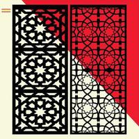 Big laser cut decorative wall panel pattern set Jali design,acrylic and CNC machine cutting.Abstract ornament, geometric, classic, oriental pattern, vector