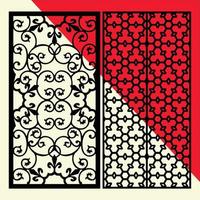 Big laser cut decorative wall panel pattern set Jali design,acrylic and CNC machine cutting.Abstract ornament, geometric, classic, oriental pattern, vector