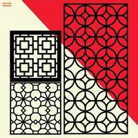 Big laser cut decorative wall panel pattern set Jali design,acrylic and CNC machine cutting.Abstract ornament, geometric, classic, oriental pattern, vector