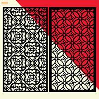 Conjunto de patrón de panel de pared decorativo de corte láser grande diseño jali, corte de máquina de acrílico y cnc. ornamento abstracto, patrón geométrico, clásico, oriental, vector