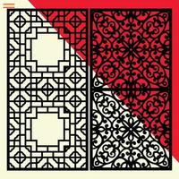 Big laser cut decorative wall panel pattern set Jali design,acrylic and CNC machine cutting.Abstract ornament, geometric, classic, oriental pattern, vector