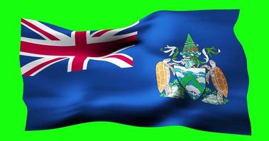 Flag of Ascension Island realistic waving on green screen. Seamless loop animation with high quality video