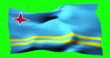 drapeau d'aruba agitant de manière réaliste sur un écran vert. animation en boucle parfaite de haute qualité video