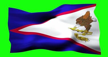 Flag of American Samoa realistic waving on green screen. Seamless loop animation with high quality video