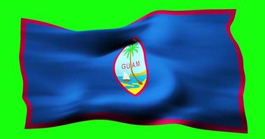 Flag of Guam realistic waving on green screen. Seamless loop animation with high quality video