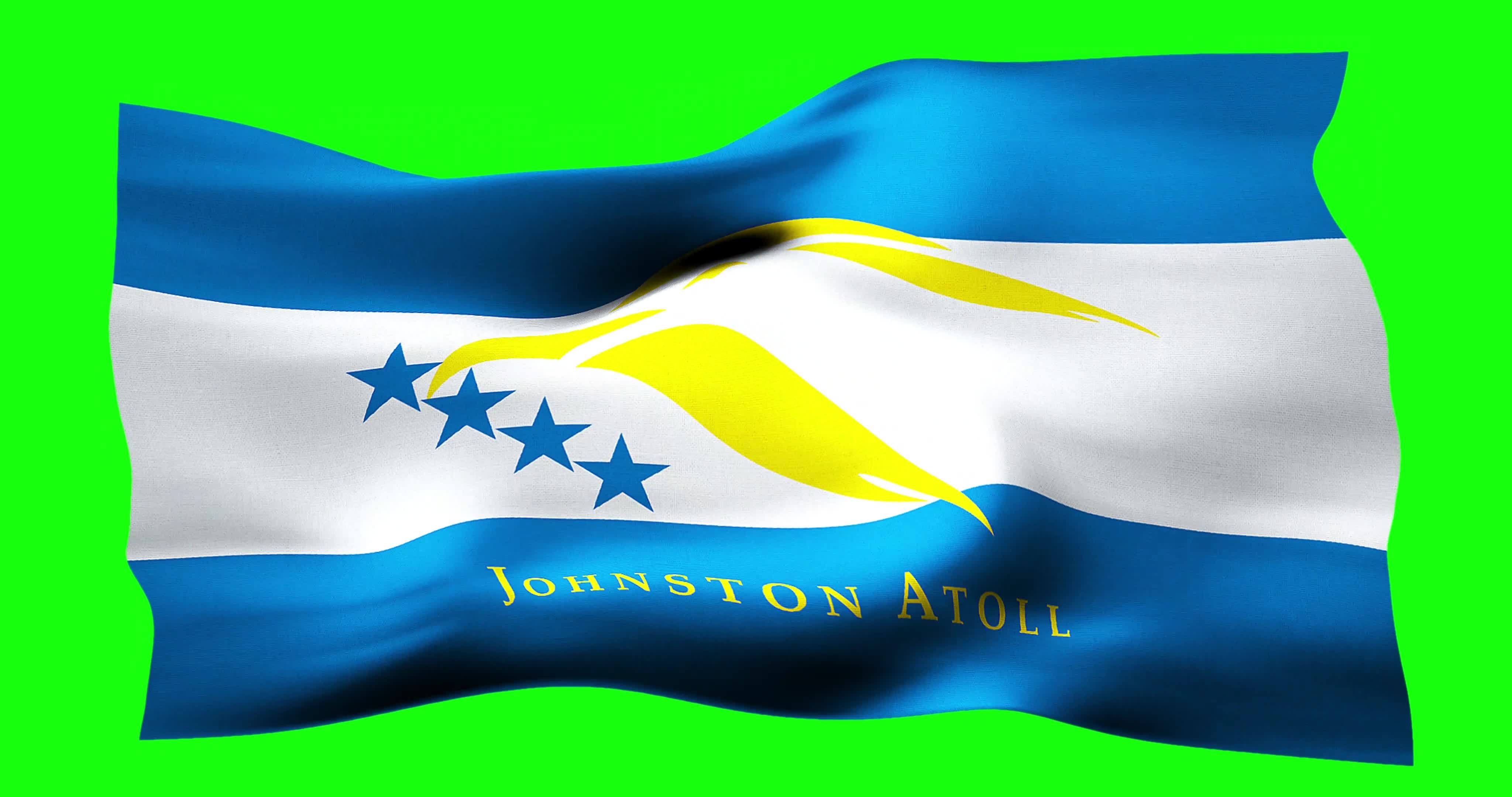 Flag of Johnston Atoll realistic waving on green screen. Seamless loop ...