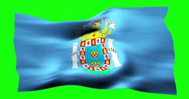 Flag of Melilla realistic waving on green screen. Seamless loop animation with high quality video