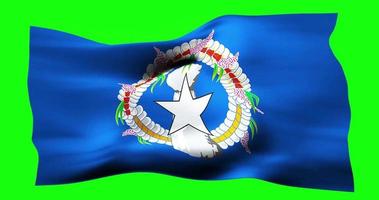 Flag of Northern Mariana Islands realistic waving on green screen. Seamless loop animation with high quality video