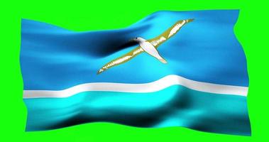 Flag of Midway Islands realistic waving on green screen. Seamless loop animation with high quality video