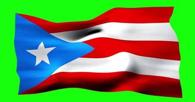 Flag of Puerto Rico realistic waving on green screen. Seamless loop animation with high quality video