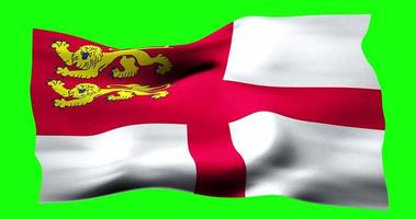 Flag of Sark realistic waving on green screen. Seamless loop animation with high quality video