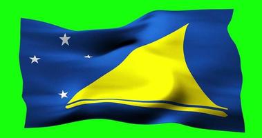 Flag of Tokelau realistic waving on green screen. Seamless loop animation with high quality video