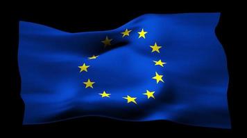 flagge der europäischen union realistisches winken auf transparentem hintergrund. Nahtlose Loop-Animation mit hoher Qualität video