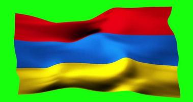 Flag of Armenia realistic waving on green screen. Seamless loop animation with high quality video