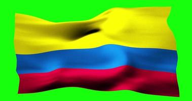 Flag of Colombia realistic waving on green screen. Seamless loop animation with high quality video