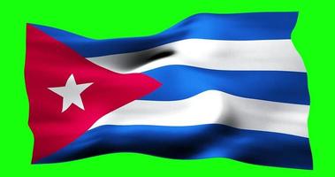 Flag of Cuba realistic waving on green screen. Seamless loop animation with high quality video