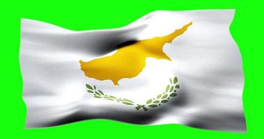 flagga av cypern realistisk vinka på grön skärm. sömlös slinga animering med hög kvalitet video