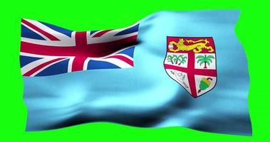 drapeau des fidji réaliste agitant sur écran vert. animation en boucle parfaite de haute qualité video