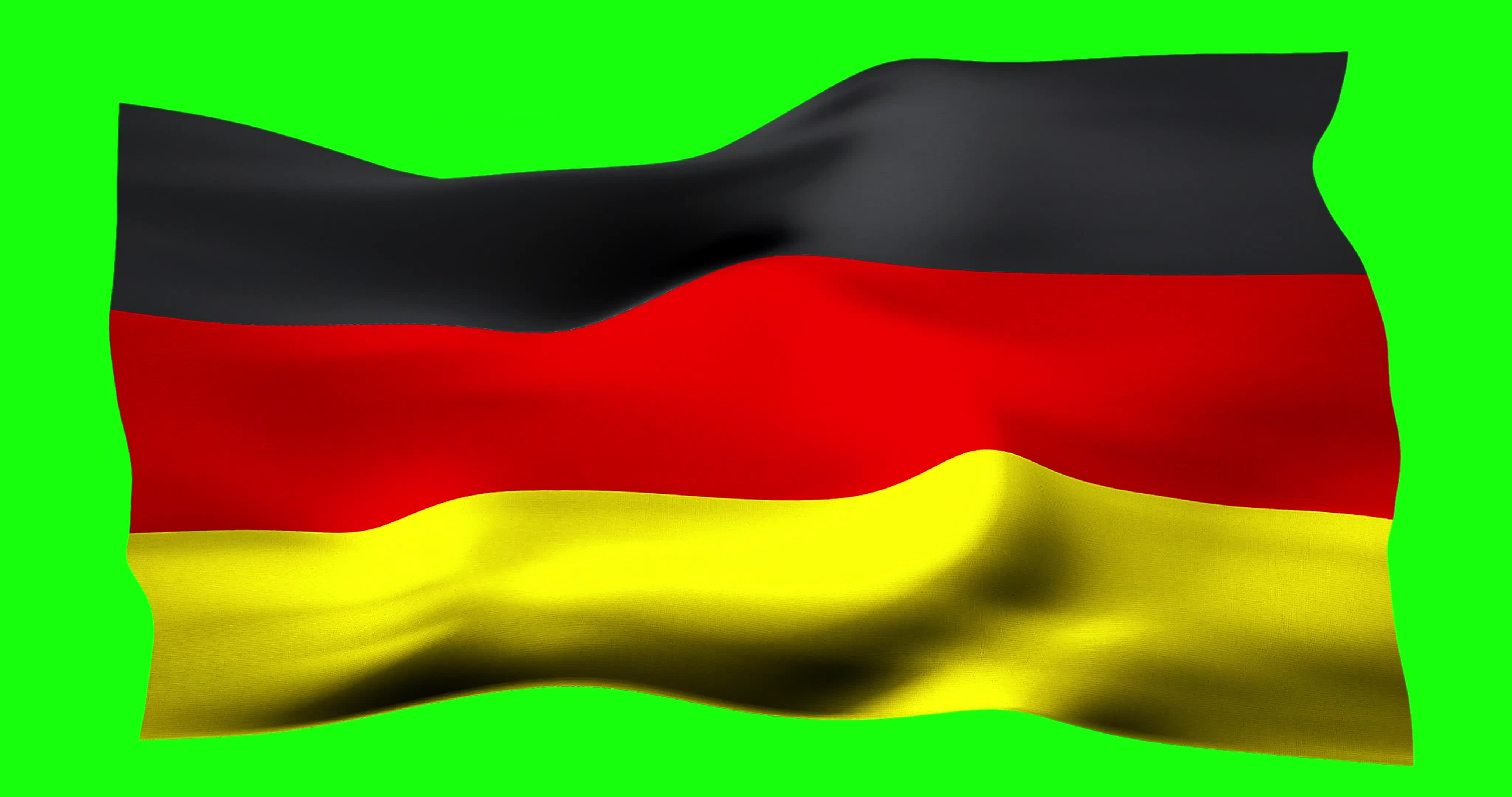 Flag of Germany realistic waving on green screen. Seamless loop