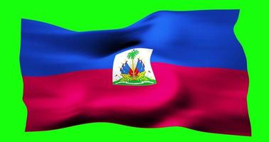 Flag of Haiti realistic waving on green screen. Seamless loop animation with high quality video