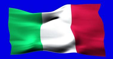 Flag of Italy realistic waving on blue screen. Seamless loop animation with high quality video